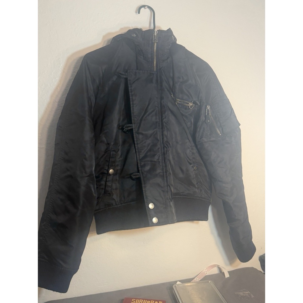 Vintage Aeropostale & Love & Royalty Black Jacket Full Zip Collar Hooded Pockets
